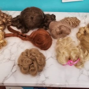 Vintage Porcelain Doll Head Wigs Hair  of 11
